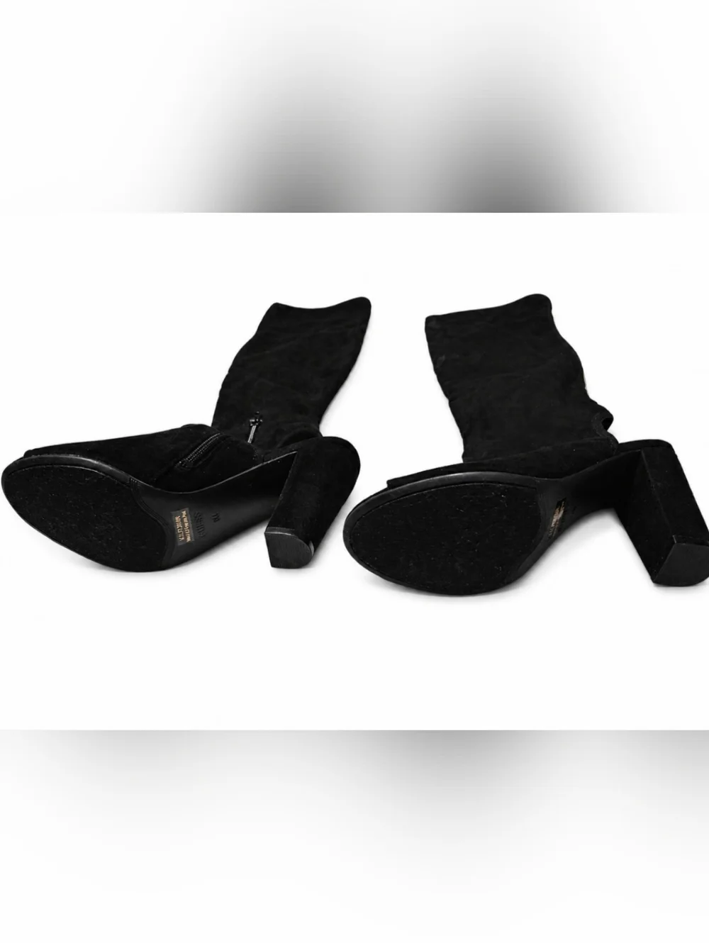 Guess Women's Sz 8 Boni Black Faux Suede Over-the-Knee Open-Toe Block Heel Boots
